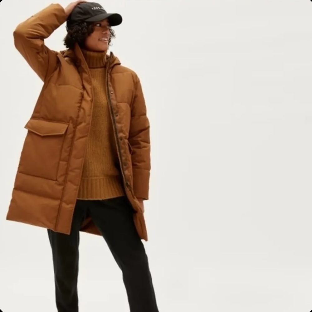 EVERLANE The ReNew Long Puffer Primaloft Coat in Chestnut
